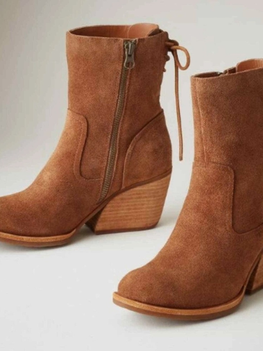 Kork-Ease Suede Ankle Booties in Chestnut Brown